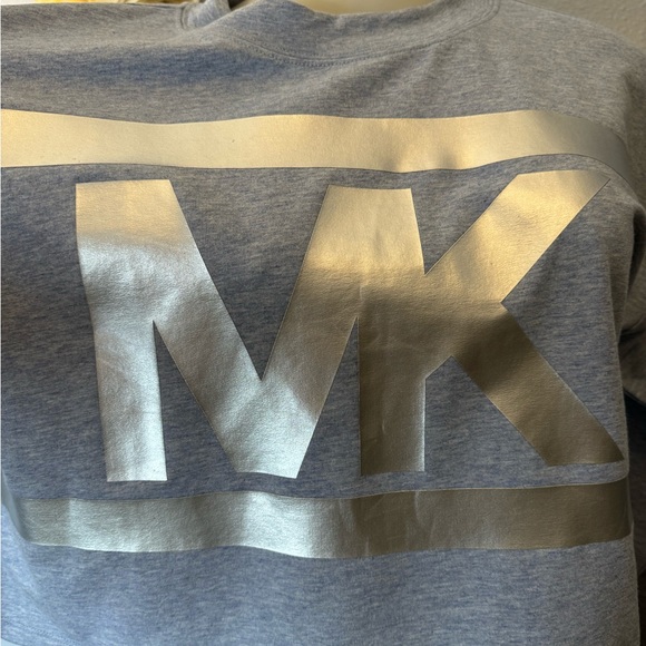 Michael Kors Chambray Blue/Silver Logo Lightweight Cropped long sleeve. NWT - Picture 5 of 8